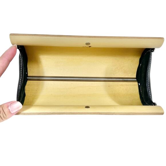 Tivi Colorado Wooden Clutch Handbag Purse Clam Shell Wood Grain Magnet Closure - Picture 5 of 10